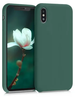 Produktbild von kwmobile Handyhülle für Apple iPhone XS Hülle - Case Silikon - Kabelloses Laden - Schutzhülle Cover in Tannengrün