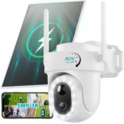 Produktbild von Solar Überwachungskamera Außen 5MP/3K,Kabellos WLAN Kamera,8000mAh,355°/90° PTZ WLAN Überwachungskamera,IP66 wasserdicht,Nachtsicht & 24/7 Aufnahme