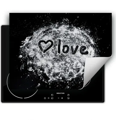 Image de DarHaus Plaque de recouvrement pour cuisinière 80x52 cm Tapis antidérapant Enroulable, noir - Love