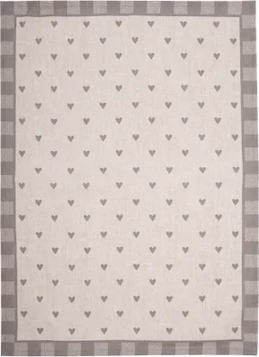 Produktbild von Clayre & Eef Geschirrtuch 50x70 cm Beige Grau Baumwolle Herzen