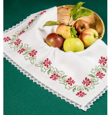 Zdjęcie produktu dla Obrus z koronką i polem z tkaniny Aida do haftowania (50 x 50 cm)