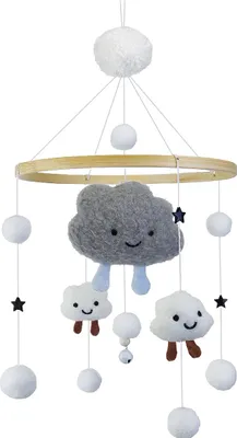Produktbild von Babybett-Mobile aus Holz, Windspiel, Bettglocke, neutrales Babybett-Mobile, Babymobile