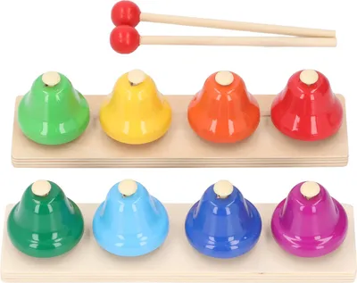 Immagine prodotto di Campanelli da tavolo per bambini, campana, strumento a percussione, 8 toni, giocattolo musicale colorato con mazzette in legno