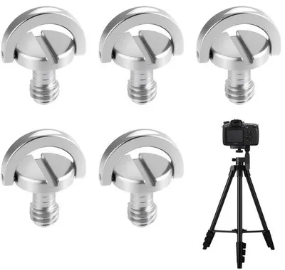 Image de Jeu de 5 vis en forme de D universelles en acier inoxydable, de 1/4 de pouce, pour appareils photo numériques reflex. Polyvalentes et sécurisées