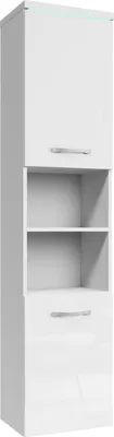 Image de Armoire de rangement Paso Hauteur 160 cm Blanc brillant - Meuble de rangement haut placard armoire colonne