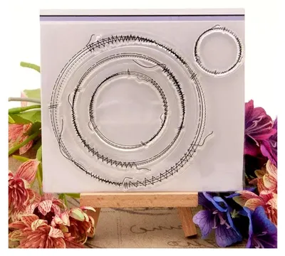 Produktbild von Kreisförmiger Scrapbook-Stempel, 10 x 11 cm, transparente Gummistempel für Bastelarbeiten