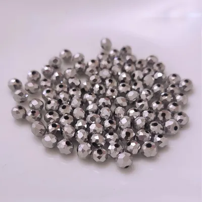 Produktbild von Glasperlen - Typ 'Facettiert' - 60 Stück - 10 mm - Silber