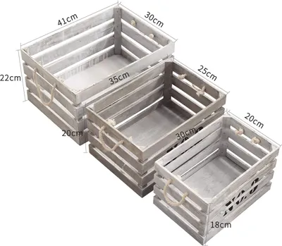 Produktbild von Rebecca Mobili Set mit 3 Aufbewahrungsboxen aus Paulownia-Holz, weiß