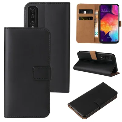 Produktbild von Handyhülle für Samsung Galaxy A50 Klapphülle Bookcase Flip Cover Hülle Handy Tasche Etui Farbe: Schwarz