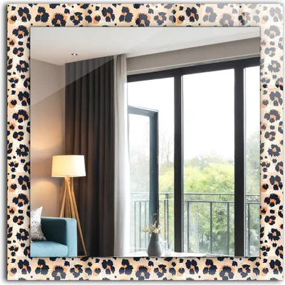 Produktbild von Bedruckter Spiegel - Wandspiegel - Dekorativer - Modern - 60x60 cm - Leopardenmuster