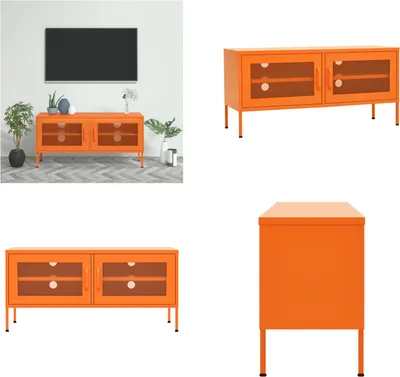 Image de vidaXL Armoire TV Orange 105x35x50 cm Acier - Armoire TV - Armoires TV - Armoire Hi-Fi - Armoires Hi-Fi