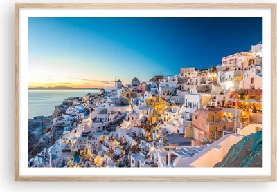 Produktbild von Gerahmtes Poster - Rahmen in heller Eiche - Griechenland Insel Sommer - 91,5x61 cm - Wand Bild - Wanddeko - Wandbilder - Wandposter - Bilderrahmen - Bilder - Kunstdruck - Wandbild - P2NAA91x61-4062