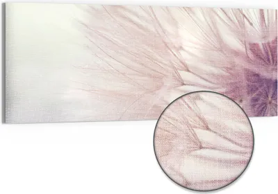 Produktbild von DEQORI Hybrid Leinwand Bild 150x60 cm 'Zarte Pusteblume' Wandbild Glas flach modern