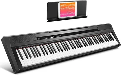 Zdjęcie produktu dla Cyfrowe pianino z 88 półważonych klawiszy – pianino elektryczne dla początkujących, pełnowymiarowa klawiatura z pedałem sustain, kolor czarny