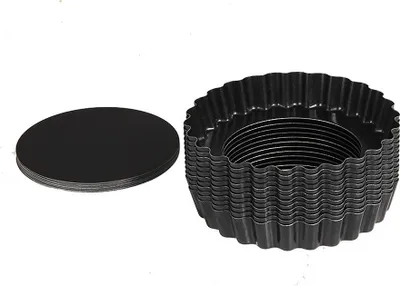 Obrázek produktu pro CANDeal Mini Tart Pans 3,8 palce s odnímatelným dnem, kulatá nepřilnavá Quiche Pan, odolná, drážkovaná strana pro koláče, pěnové dorty, pečení dezertů (6 balení)