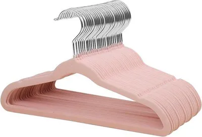 Produktbild von Famanu Kinderkleiderbügel 35 cm - Ultra-dünn, 360° drehbar, rutschfest, robust & langlebig (32 Stück - Rosa)