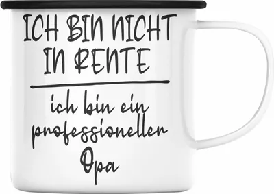 Produktbild von Trendation - Professioneller Opa Geschenk Rente Geschenkidee Emaille Tasse Grossvater (Schwarz)