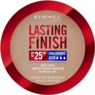Zdjęcie produktu dla Rimmel Lasting Finish 25 HR Compact Foundation 009 Honey Matte Buildable Coverage Powder-to-Cream Anti-Pollution Shields SPF 20 Hyaluronic Acid Waterproof Ukrywa niedoskonałości
