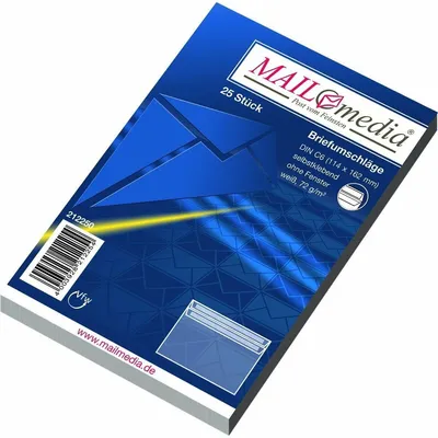 Image de Enveloppe MAIL media DIN C6, sans fenêtre, gommée, blanche, 75 g/m², 25 pièces