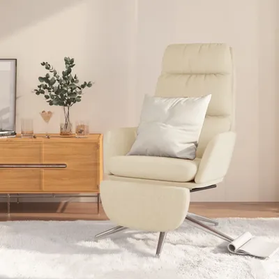 Obrázok produktu pre Maison Exclusive – Relaxačné kreslo s podnožkou, krémová farba, látka