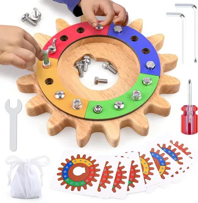 Produktbild von Montessori Spielzeug für 3 4 5 Jahre, 35 in 1 Montessori Schraubbrett, Holzspielzeug Lernspielzeug Motorikspielzeug, Feinmotorik Sensorik Spielzeug