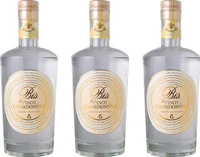 Obrázok produktu pre Grappa Bis Pinot & Chardonnay sada 3, destilát z hroznových výliskov, lieh, alkohol, fľaša, 40 %, 3x700 ml