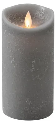 Produktbild von Led Kerze/Stumpenkerze - grau - H15 x T7,5 cm - Wachs - warmweises Licht - bewegliche Flamme
