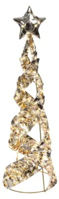 Productafbeelding van Warm wit 300 Micro-LED flash verlichte 3D kegel frame goud dia 16 x H 60 cm Lumineo