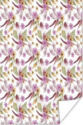 Produktbild von MuchoWow® Poster Blumen - Lila - Muster 60x90 cm - Wanddekoration