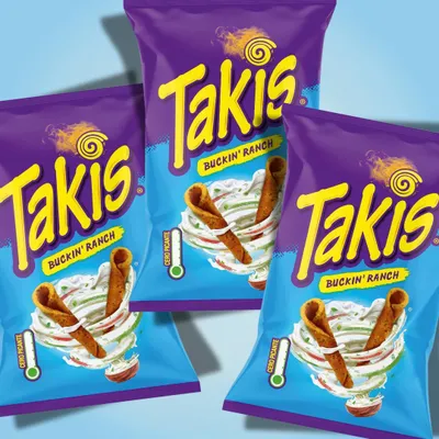 Produktbild von 3x Takis Buckin’ Ranch 100 g – Würzige Maissnacks mit Ranch-Geschmack, 3x100g + Heartforcards® Versandschutz