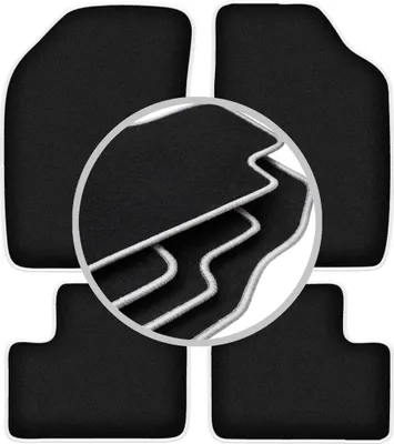 Produktbild von Fußmatten Velours Schwarz/Silber für Lancia Ypsilon I 1996-2003 Set 4-tlg