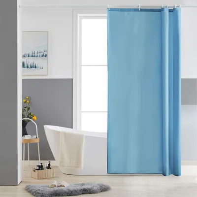 Productafbeelding van Douchegordijn, textiel, lichtblauw, 80x180 cm, waterafstotend, schimmelwerend, wasbaar, met 6 haken