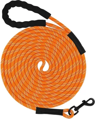 Image de Taglory Laisse à pister 10m pour chiens Réfléchissant Orange Poignée rembourrée 8mm