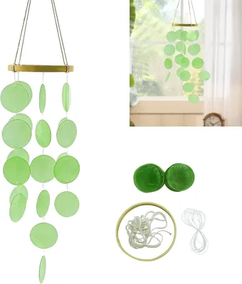 Imagen del producto de Campana de viento hecha con conchas naturales, de 73 cm, ideal para terrazas y jardines