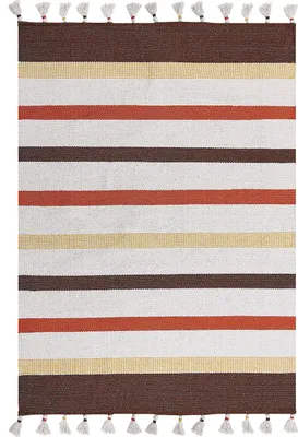 Zdjęcie produktu dla BELIANI Dywan brązowo-beżowy 160 x 230 cm bawełniany ręcznie tkany krótkowłosy salon sypialnia