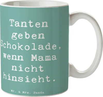 Produktbild von Mr. & Mrs. Panda Tasse Spruch Tante Schokolade - Meeresbrise - Geschenk, Verwandtschaft, persönliche Erinnerungen, Kaffeetasse, Trinkbecher, Kaffeebecher, Pott, Neffe