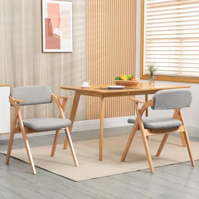 Immagine prodotto di Sedia pieghevole - Sedia da pranzo pieghevole - Sedia pieghevole - Sedia da campeggio - Sedia da giardino - Set da 2 - Struttura in legno leggera
