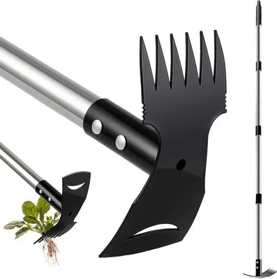 Productafbeelding van Mitclear Onkruidtrekker met Lange Steel (148cm), 2-in-1 Handmatige Onkruidverwijderaar Tuingereedschap, Onkruidhark & Tuinschoffel voor