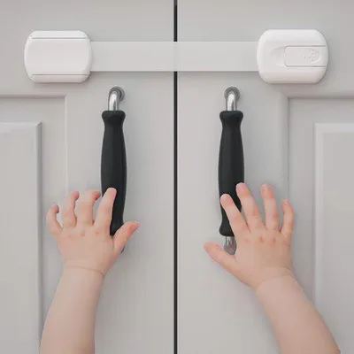 Produktbild von Famanu Kindersichere Schrankverriegelungen - Verstellbare und langlebige Schubladenverriegelung (2 Stück)