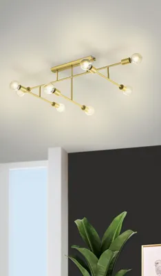 Produktbild von EGLO Deckenlampe Belsiana 1, 8 flammige Deckenleuchte, Wohnzimmerlampe aus Metall in Messing-Gebürstet, Schlafzimmerlampe mit E27 Fassung
