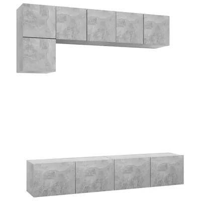 Produktbild von vidaXL 5-tlg. TV-Schrank-Set Betongrau Holzwerkstoff