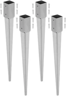 Obrázok produktu pre Oporný stĺpik s hrotom – základňa s hrotom – na osadenie do plotu – pozinkovaná oceľová konštrukcia – dĺžka 75 cm – strieborná farba