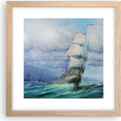 Produktbild von Gerahmtes Poster - Rahmen in heller Eiche - Meer Segelschiff - 30x30 cm - Wand Bild - Wanddeko - Wandbilder - Kunstposter - Wandposter - Bilderrahmen - Bilder - Kunstdruck - Wandbild - P2NAC30x30-3782