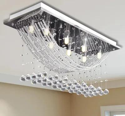 Zdjęcie produktu dla Biała Lampa Sufitowa Z Błyszczącymi Kryształkami, 8 X G9, 29 Cm Lumarko!