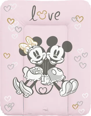Produktbild von Ceba Baby Wickelauflage 50x70 cm - Weiche Wickelunterlage zum Wechseln von Windeln, mit Disney-Motiven - Robustes PVC, abwaschbar - Wickeltischauflage - Minnie & Mickey Rosa