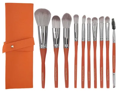 Produktbild von 10-teiliges Kosmetikpinsel-Set für Make-up, Lidschatten, Puder und Rouge mit Pinselbeutel, auburnfarben