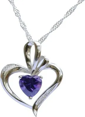 Produktbild von Anhänger Herz mit violettem Stein Zirkonia Crystal mit Singapurkette 9