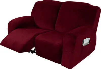 Produktbild von 6 PCS Stretch Recliner Sofa Schonbezug Möbelschutz für 2 Sitzkissen Couch, Rot