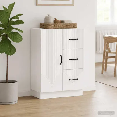 Immagine prodotto di Maison Exclusive - Credenza bianca lucida 66 x 34,5 x 87 cm in materiale derivato dal legno