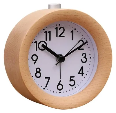 Produktbild von Holzwecker Rund, 1 Stück, Digitale Anzeige Mit Nachtlicht, Analog-Geräuschloser Wecker Für Schlafzimmer Und Büro